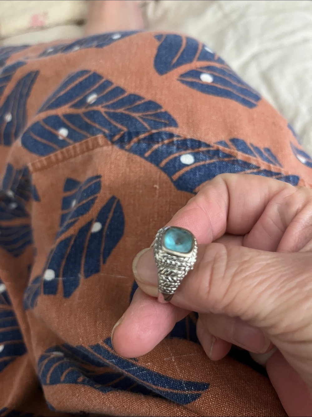 Sterling Silver Blue Cushion Gemstone Ring